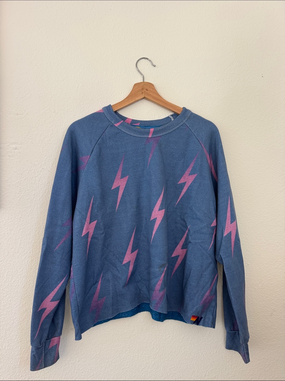 Aviator Nation Blue Lightning Bolt Crewneck Sweater